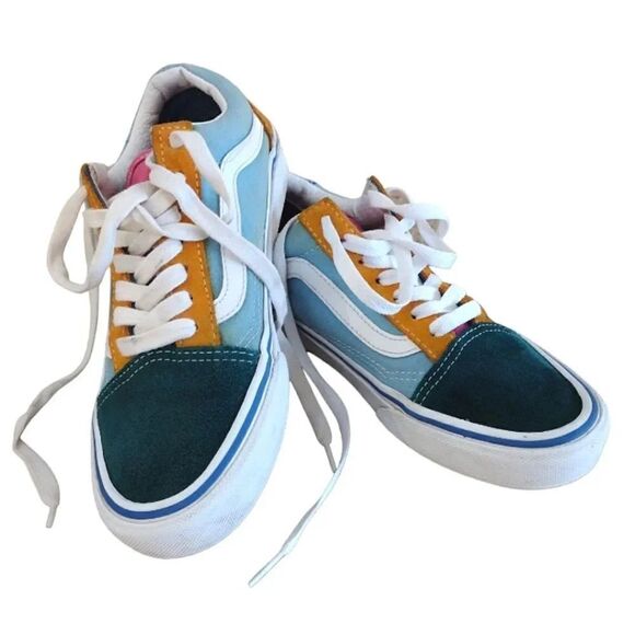 VANS Old Skool Blue Colorblock Suede Canvas Skate Sneakers W6 Y4.5 - Picture 5 of 16